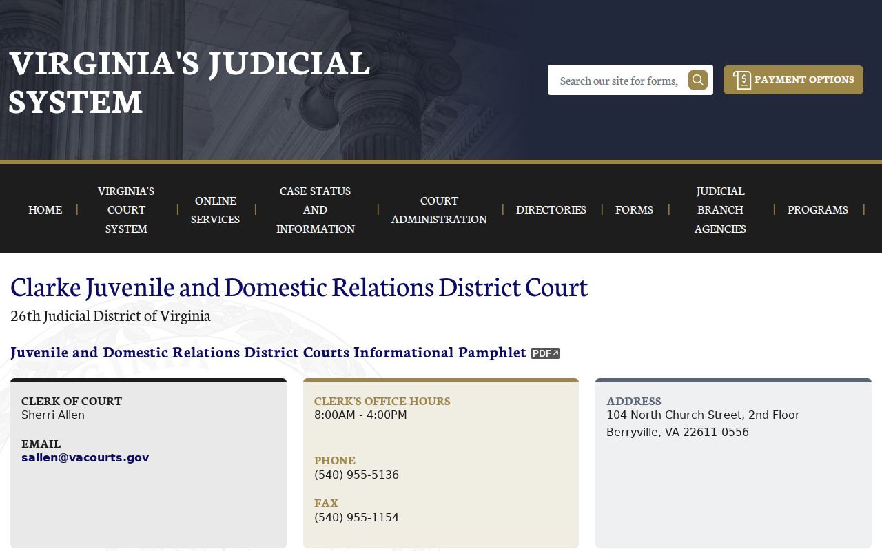 Clarke County bench warrant context for Juvenile and Domestic Relations Court