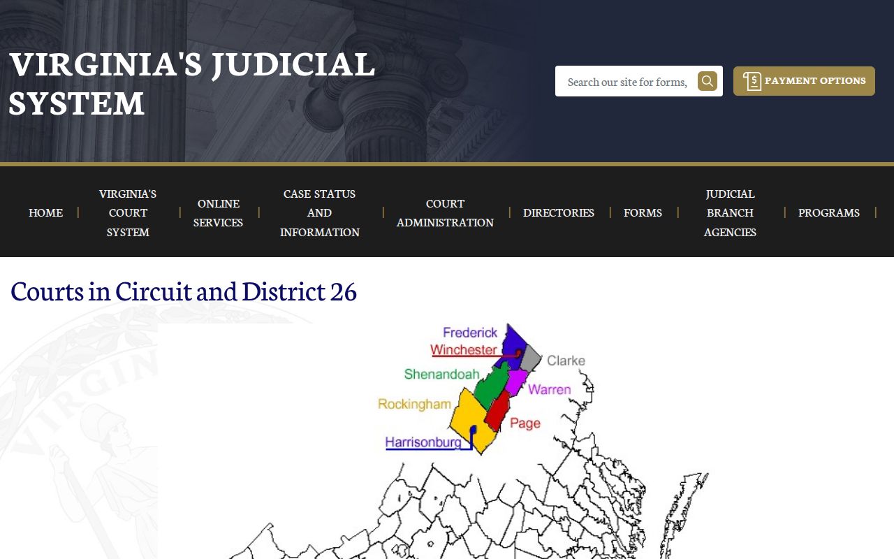 Clarke County warrant records context on the 26th Judicial Circuit map