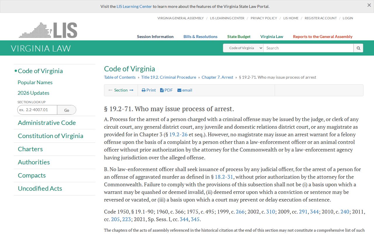 Clarke County arrest warrant reference to statutory issuing authority